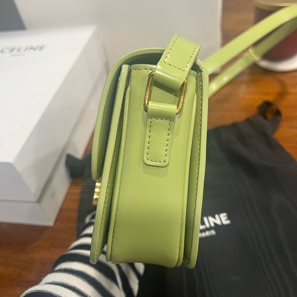 Celine Teen Triomphe Bag in Shiny Calfskin in Light Jade - Picture 6 of 11